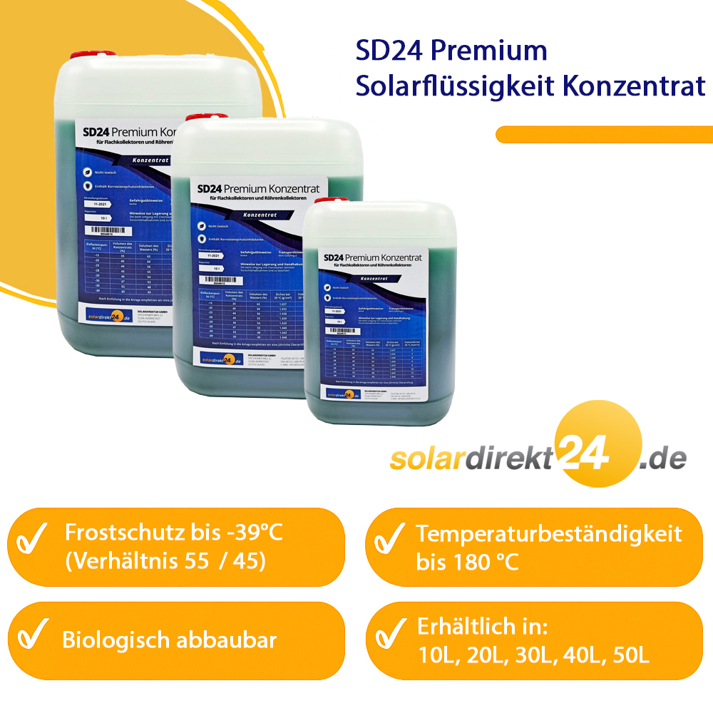 SD24 Premium Konzentrat Solarflüssigkeit Wärmeträgemedium Frostschutz -39°C SD24 Premium Konzentrat Solarflüssigkeit Wärmeträgemedium Frostschutz -39°C