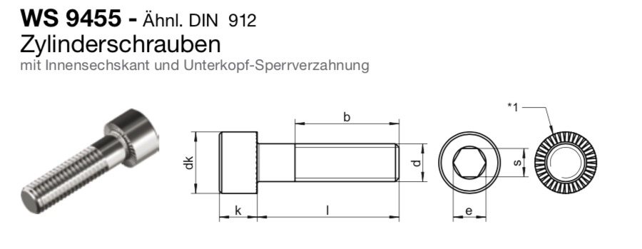 Zylinderschraube M8x45 Innensechskant A2 Edelstahl Unterkopfverzahnung