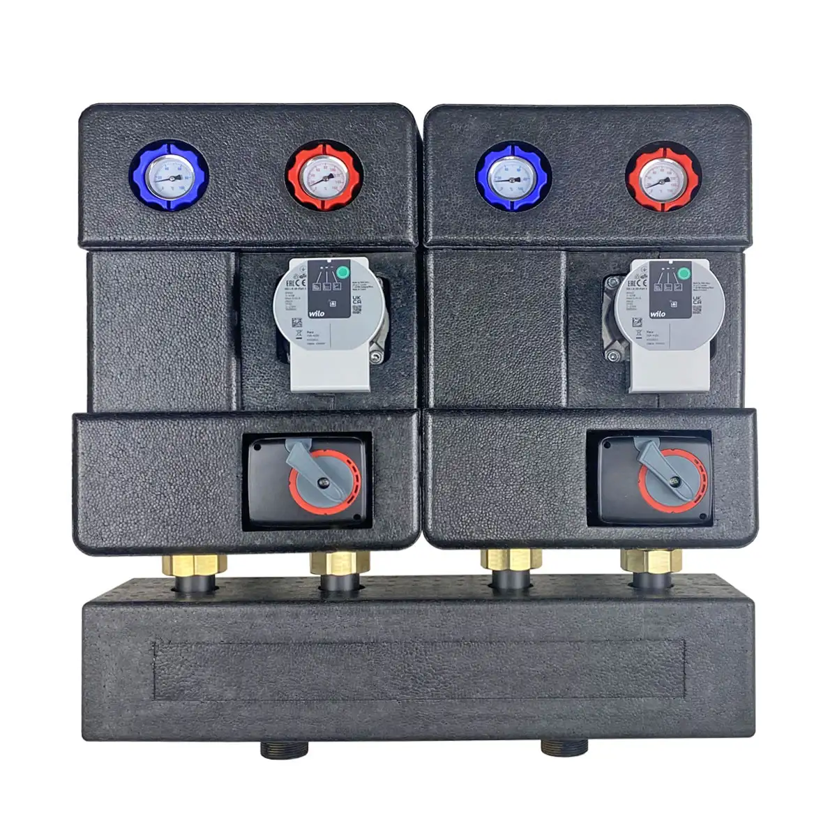 Heizkreisverteiler Verteilerbalken für zwei Heizkreissets DN 25 125 mm Heizkreisverteiler Verteilerbalken für zwei Heizkreissets DN 25 125 mm