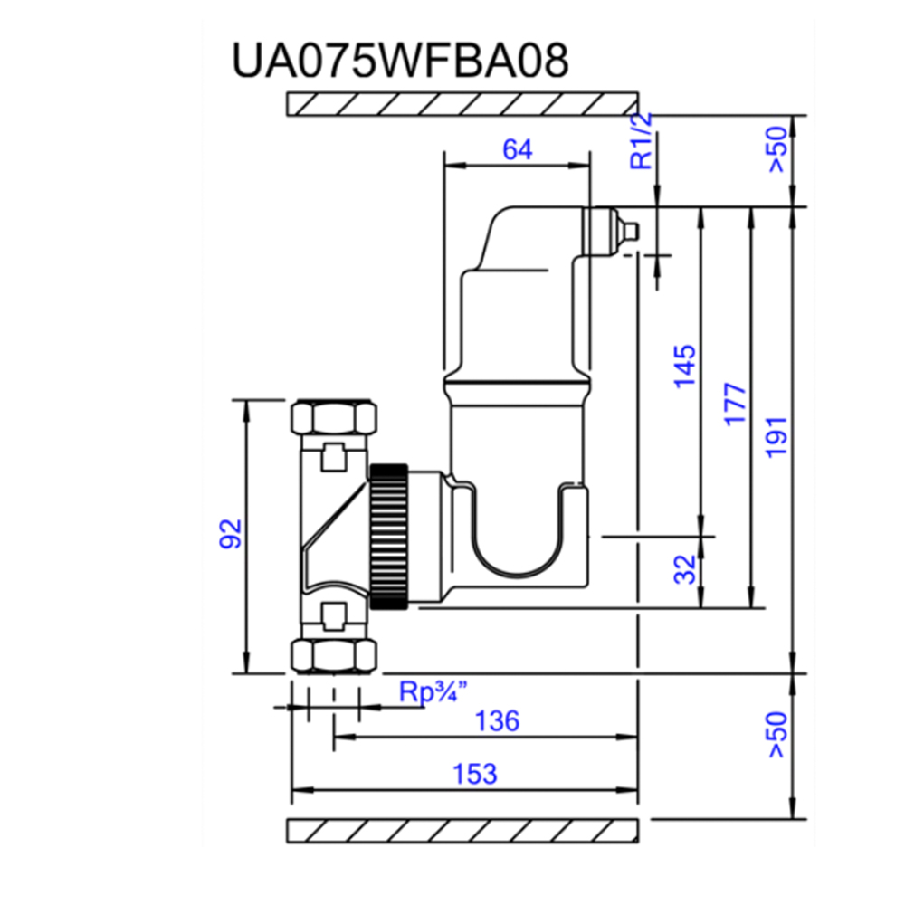 Luftabscheider SpiroVent Solar - Universal - AutoClose 3/4" Innengewinde 10 bar 180°