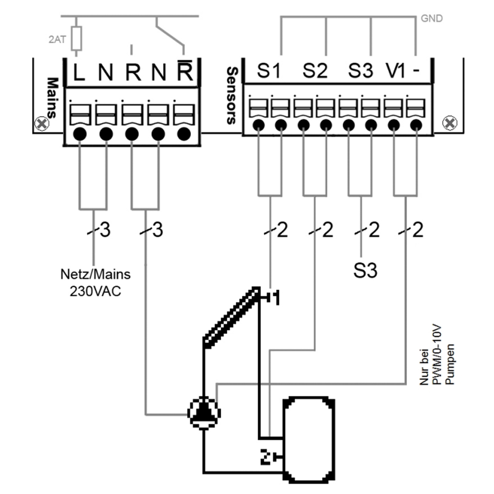 Solarsteuerung Solarregler Temperaturdifferenzsteuerung STDC V3 (inkl. 2 x PT1000 Fühler)