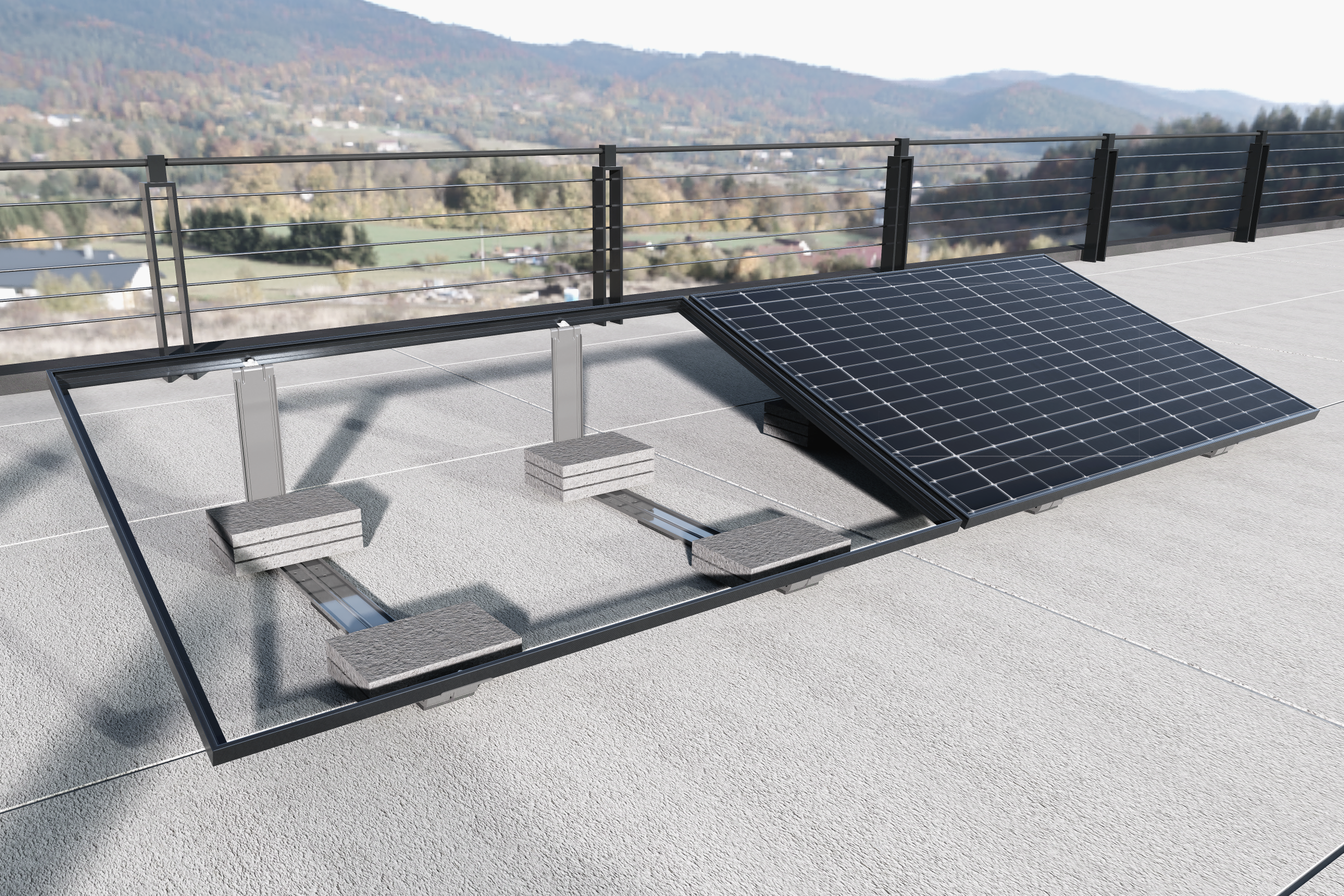 Flachdach PV-Montagesystem 20° für 1 Solarmodul – Photovoltaik Unterkonstruktion Solarhalterung für Dach, Terrasse & Freifläche