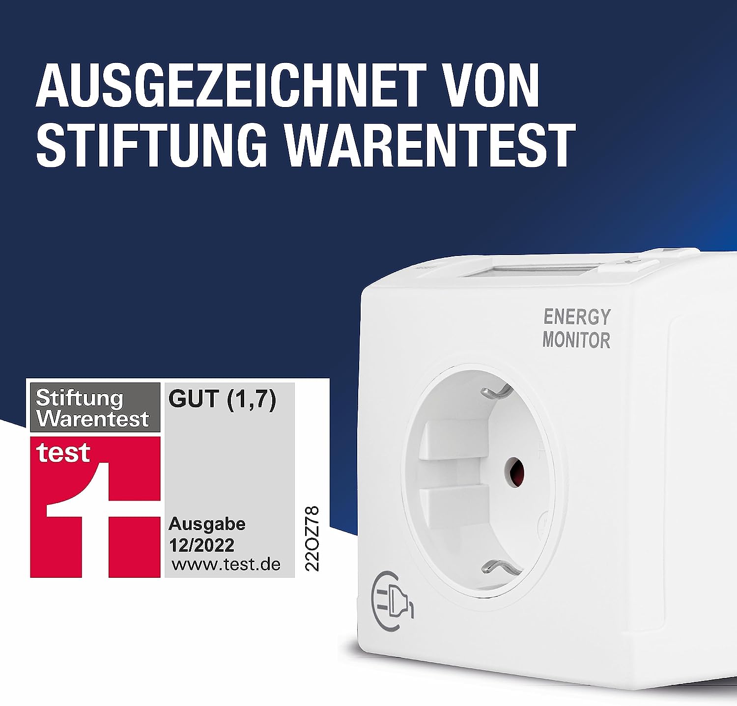 REV-02 REV Stromzähler für Steckdose - Ausgezeichnet von Stiftung Warentest mit Note 1,7