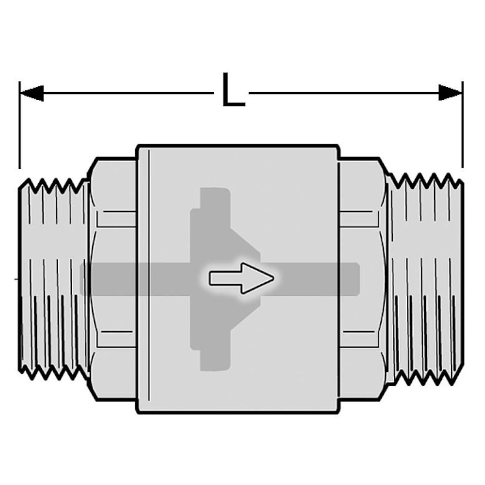 9051157-02 Rückschlagventil 3/8" bis 1 1/4" AG beidseitig Schwerkraftbremse bis 110 °C