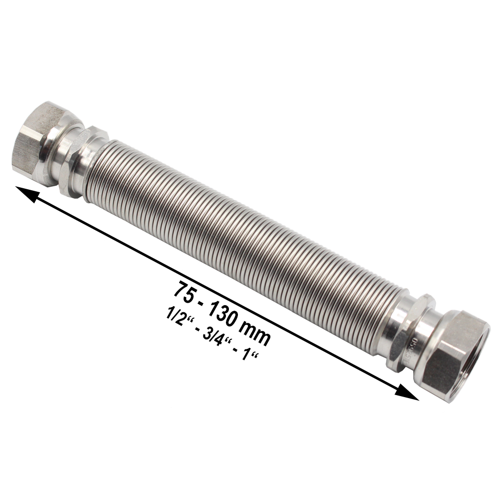 EWIG-75-130-01 Wellrohr ausziehbar IG/IG 75-130 mm 1/2" 3/4" 1" Edelstahl Solarrohr