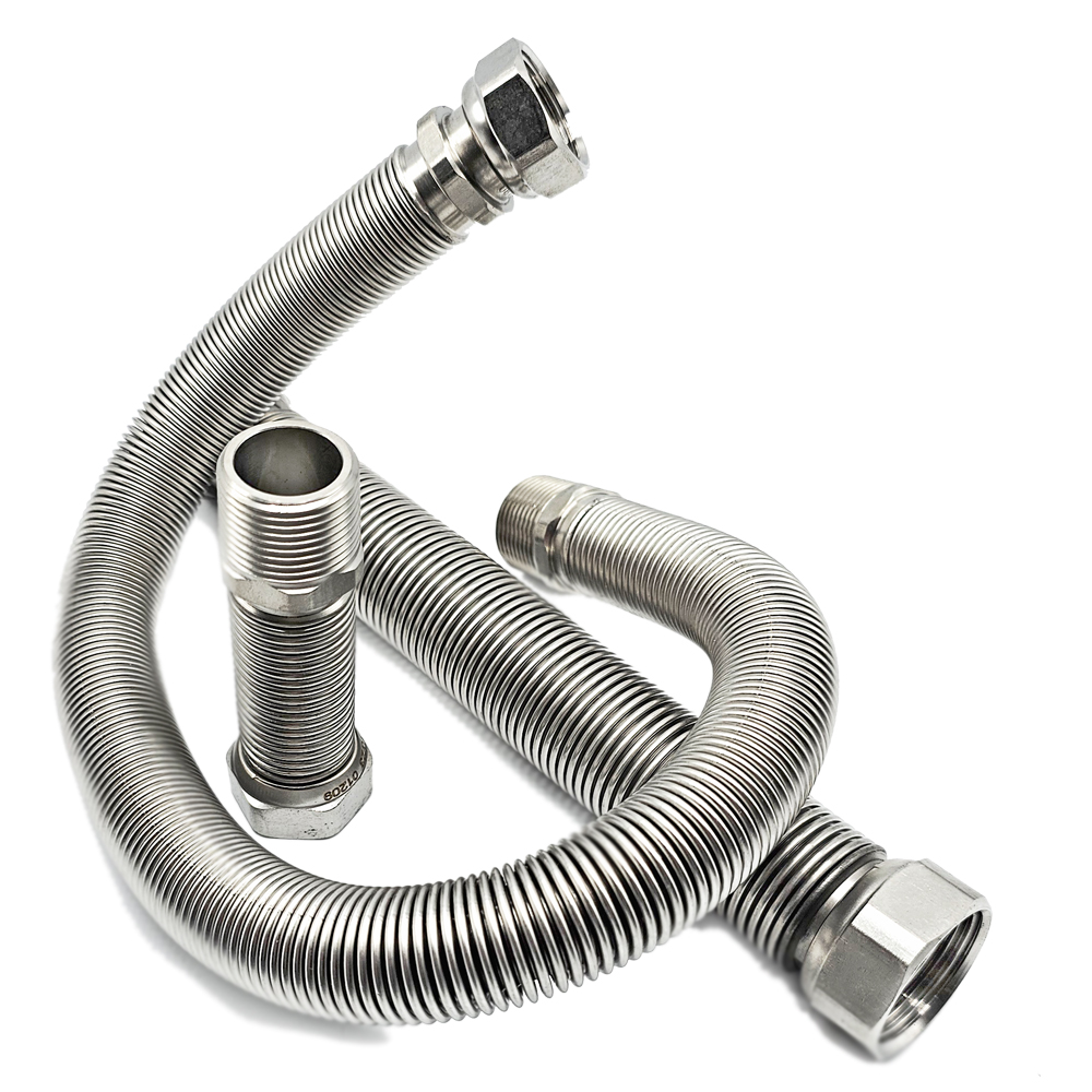 Ayvaz-03 Edelstahlwellrohr ausziehbar IG/IG 3/4“ - 220-420 mm Solarleitung Flexschlauch