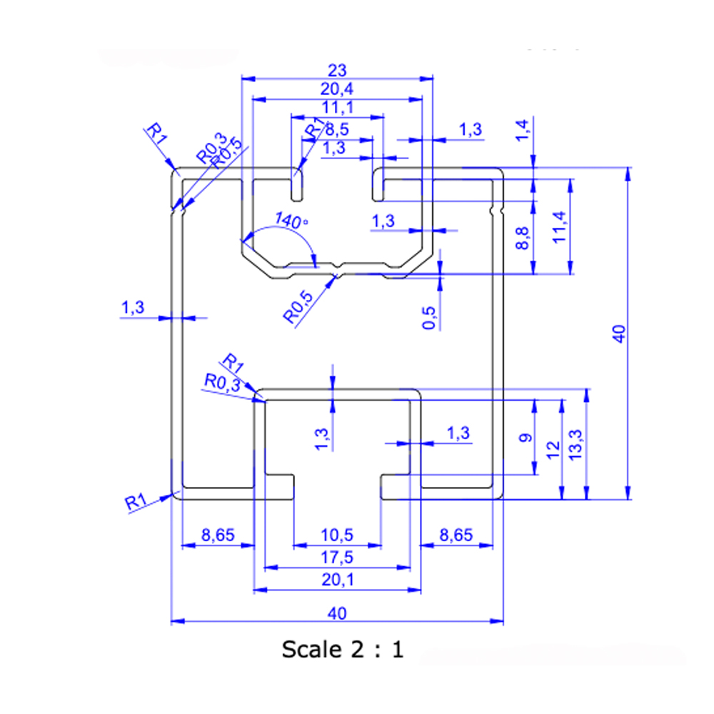 Aluprofil-Masse-01 Trägerprofilset für Eurotherm-Solar CPC Vakuumröhrenkollektor