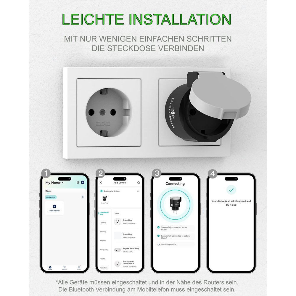GreenSun WLAN Außensteckdose mit Strommessung – IP44 Wasserdicht – Zeitschaltuhr, App-Steuerung & Sprachsteuerung – Ideal für Balkonkraftwerke GreenSun WLAN Außensteckdose mit Strommessung – IP44 Wasserdicht – Zeitschaltuhr, App-Steuerung & Sprachsteuerung – Ideal für Balkonkraftwerke
