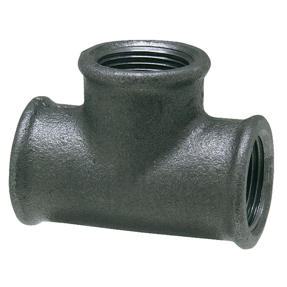 9308796-01 Temperguss T-Stück 90° IG 3/8" bis 2" Fitting schwarz DN15 bis DN40