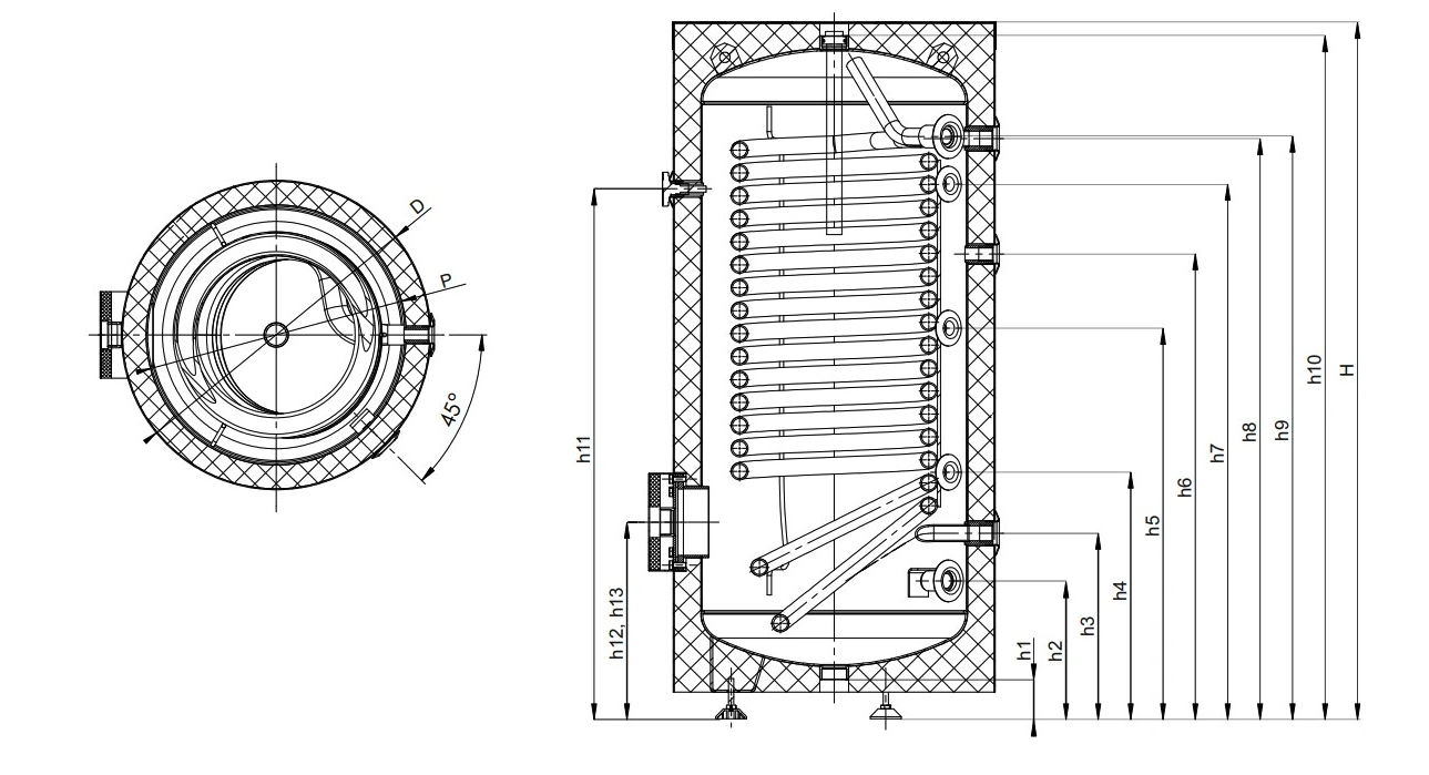 Wärmepumpenspeicher Warmwasserspeicher Hochleistungsspeicher mit einem Wärmetauscher - 300 Liter Wärmepumpenspeicher Warmwasserspeicher Hochleistungsspeicher mit einem Wärmetauscher - 300 Liter