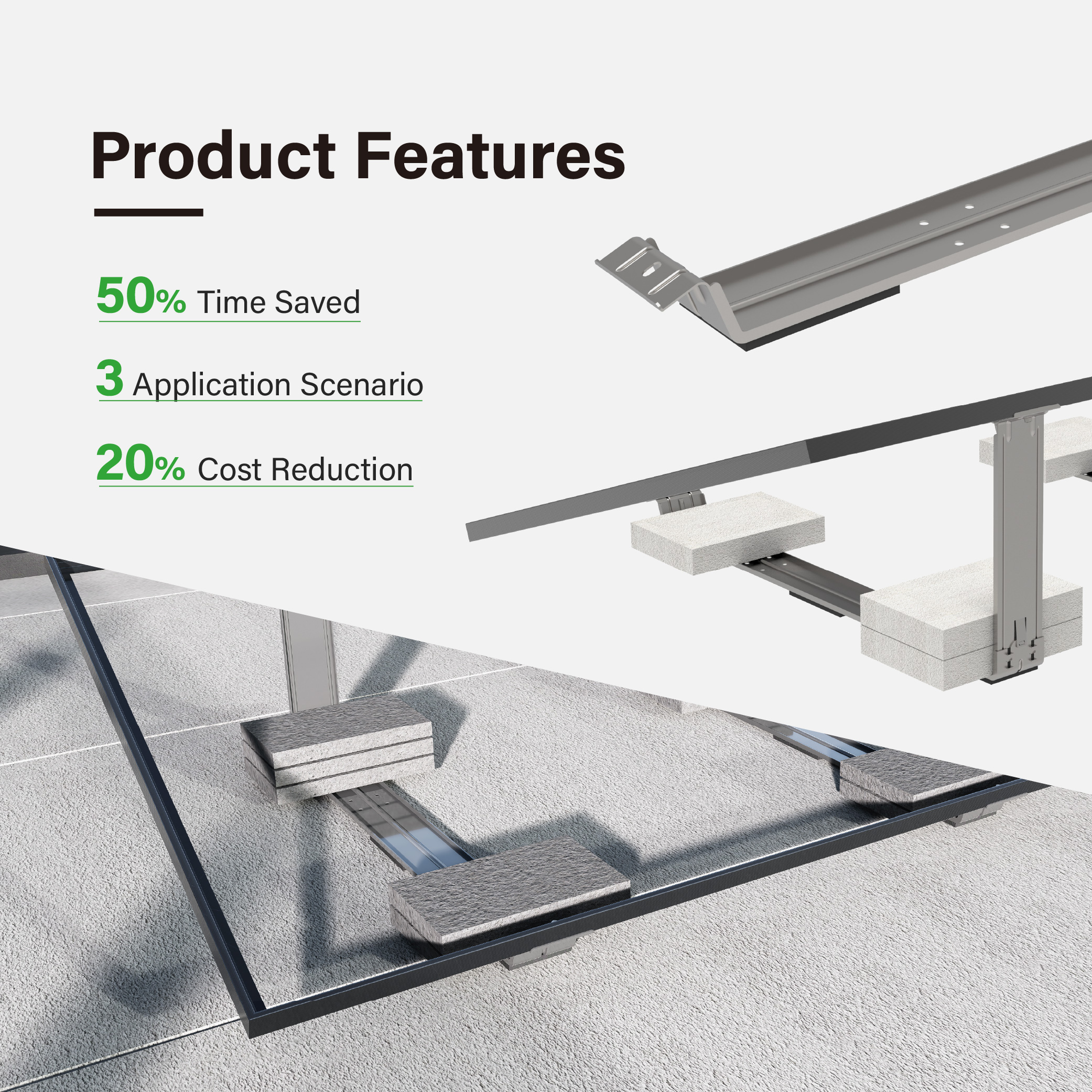 Flachdach PV-Montagesystem 20° für 1 Solarmodul – Photovoltaik Unterkonstruktion Solarhalterung für Dach, Terrasse & Freifläche