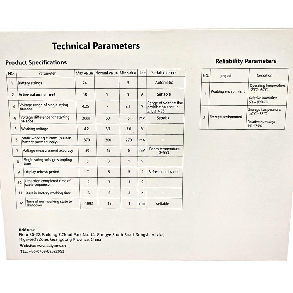 DALY BMS – Battery Management System für Lithium-Batterien 3S–24S mit 10A Active Balancer