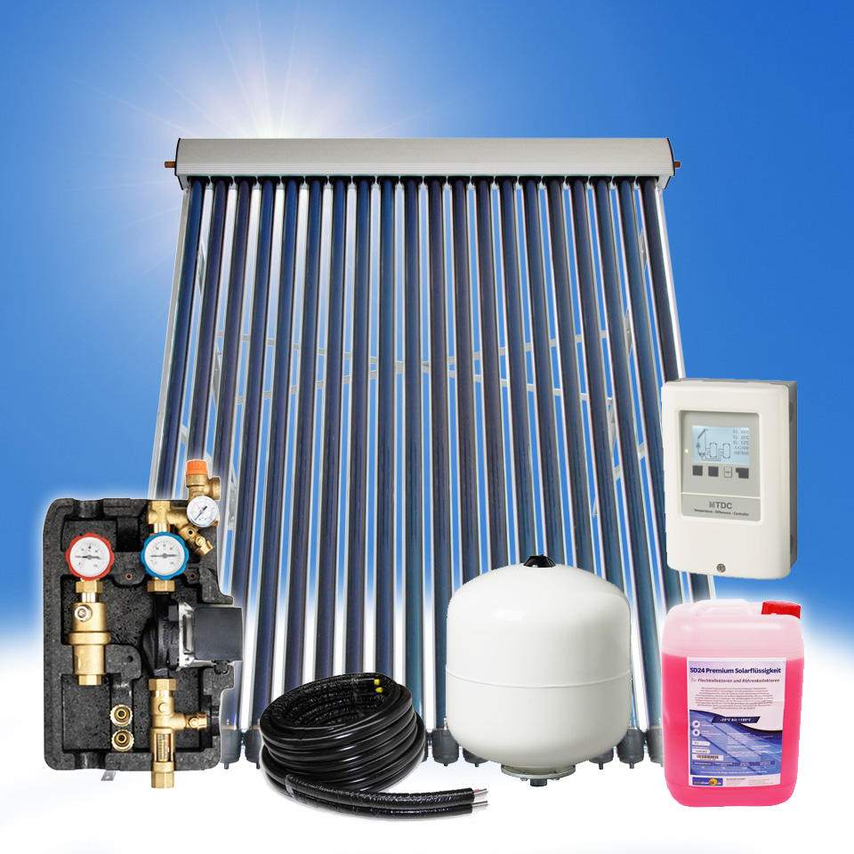 PaketSolarthermie5-1-3OS-B-vakuum-PRO Vakuumröhrenkollektor Brauchwasser-Paket PRO