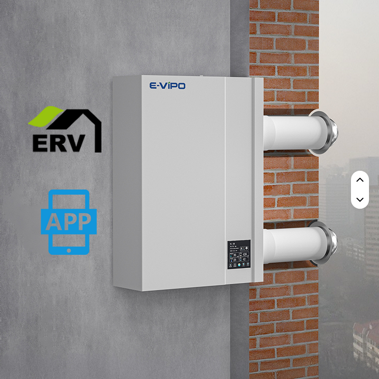 E-VIPO Luftfilter Wandmontiertes Lüftungssystem saubere Frischluft im Innenbereich - ERV - 150 m³/h