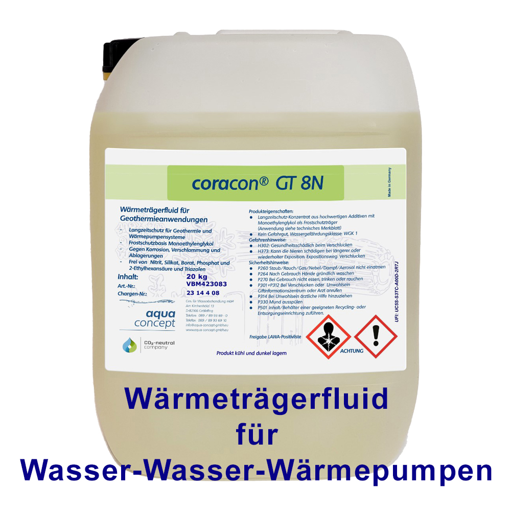 20 Liter Wärmeträgerfluid für Wärmepumpen Coracon® GT 8N Nahwärmenetze Geothermieanlagen 20 Liter Wärmeträgerfluid für Wärmepumpen Coracon® GT 8N Nahwärmenetze Geothermieanlagen