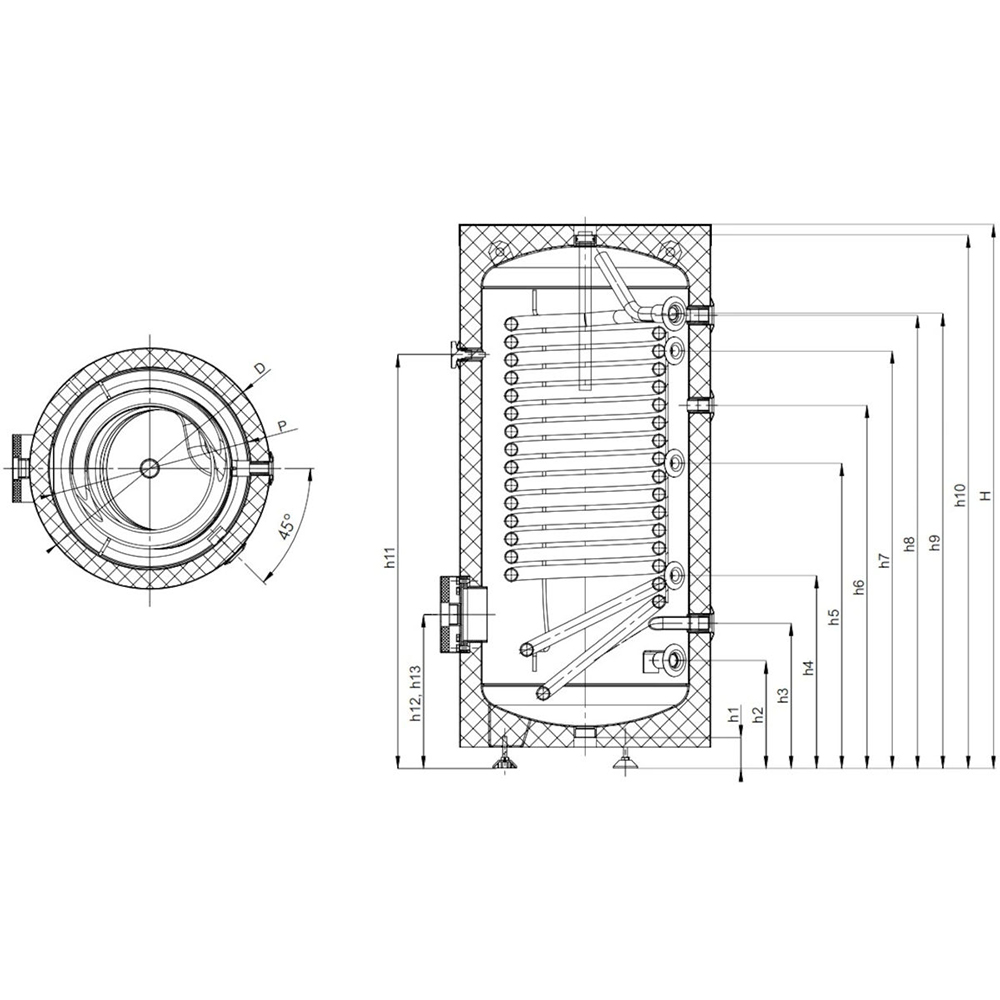 200-500 Liter Wärmepumpen-Trinkwasser-Speicher mit 1 x Wärmetauscher Brauchwasserspeicher 200-500 Liter Wärmepumpen-Trinkwasser-Speicher mit 1 x Wärmetauscher Brauchwasserspeicher