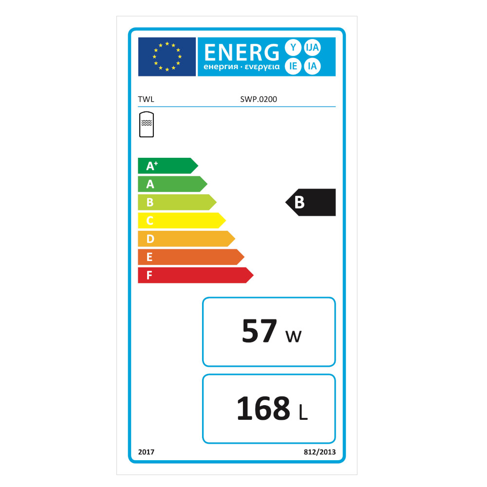 SWP-0200-B Emaillierter Hochleistungsspeicher 1x Wärmetauscher - Brauchwasserspeicher EEK-B