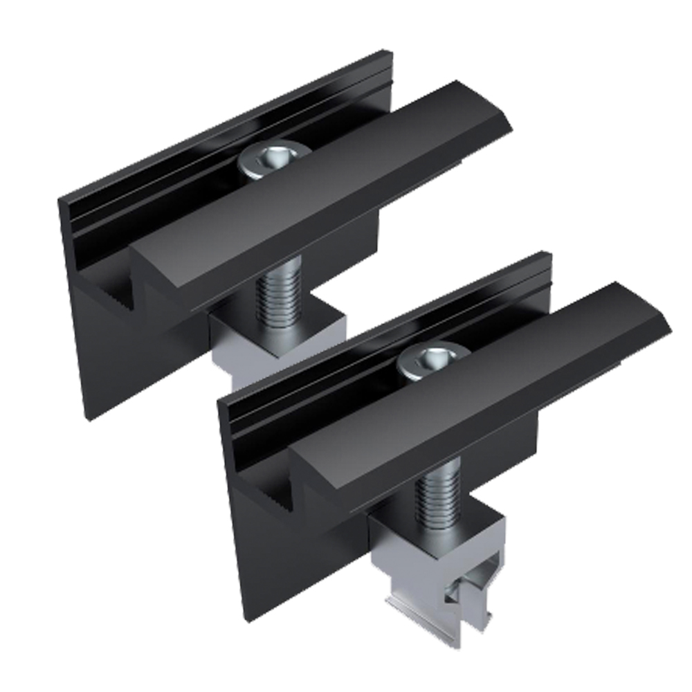 2er-Set Endklemme mit WASI-CLIP für 30 mm Solarmodule – Schwarz eloxiertes Aluminium – schnelle Montage & Potenzialausgleich – 0% MwSt 2er-Set Endklemme mit WASI-CLIP für 30 mm Solarmodule – Schwarz eloxiertes Aluminium – schnelle Montage & Potenzialausgleich – 0% MwSt