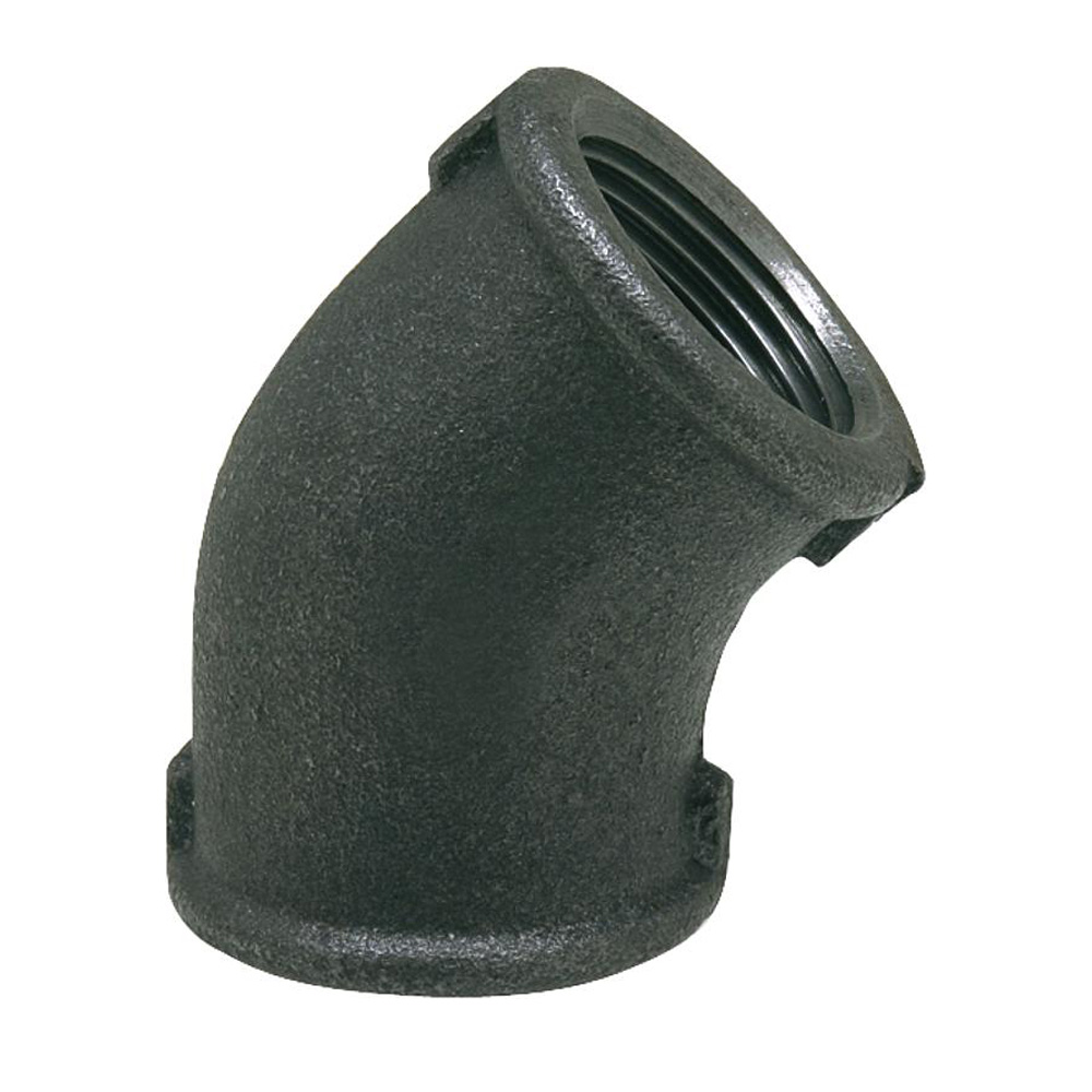 9308790-01 Temperguss Winkel 45° IG 1/2" bis 2" DN15 bis DN50 Fitting schwarz
