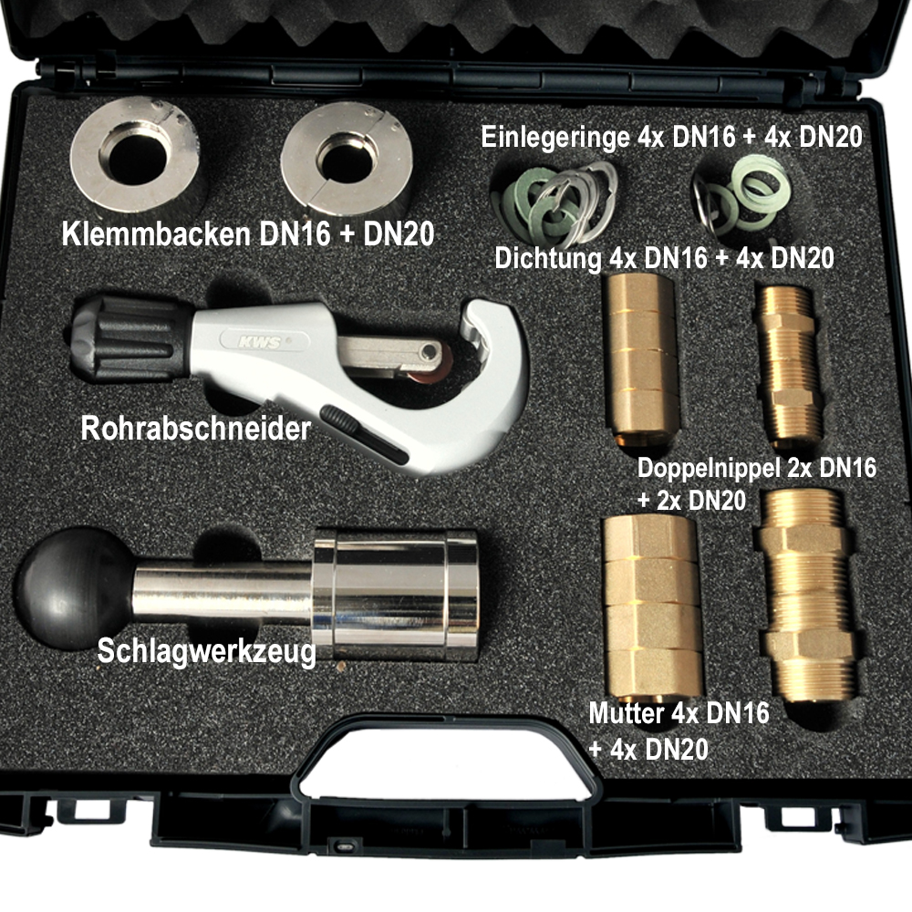 Koffer-03 32tlg. Wellrohr - Montage - Koffer DN16 + DN20 Wellrohre Solarrohre