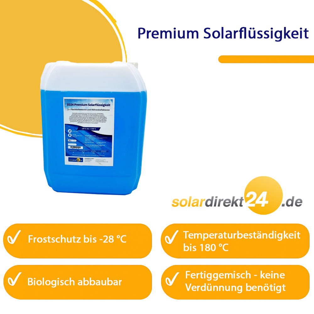 Solarflüssigkeit für Flach- Röhrenkollektoren Fertiggemisch -28°C - 10 Liter