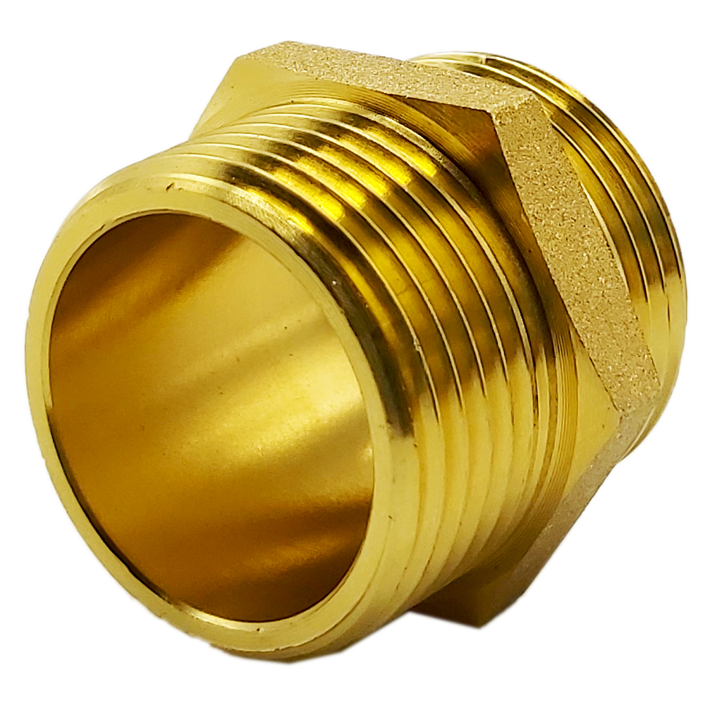 Donik-02 Messing Doppelnippel 1/2" bis 1 1/2" einseitig flachdichtend Fitting