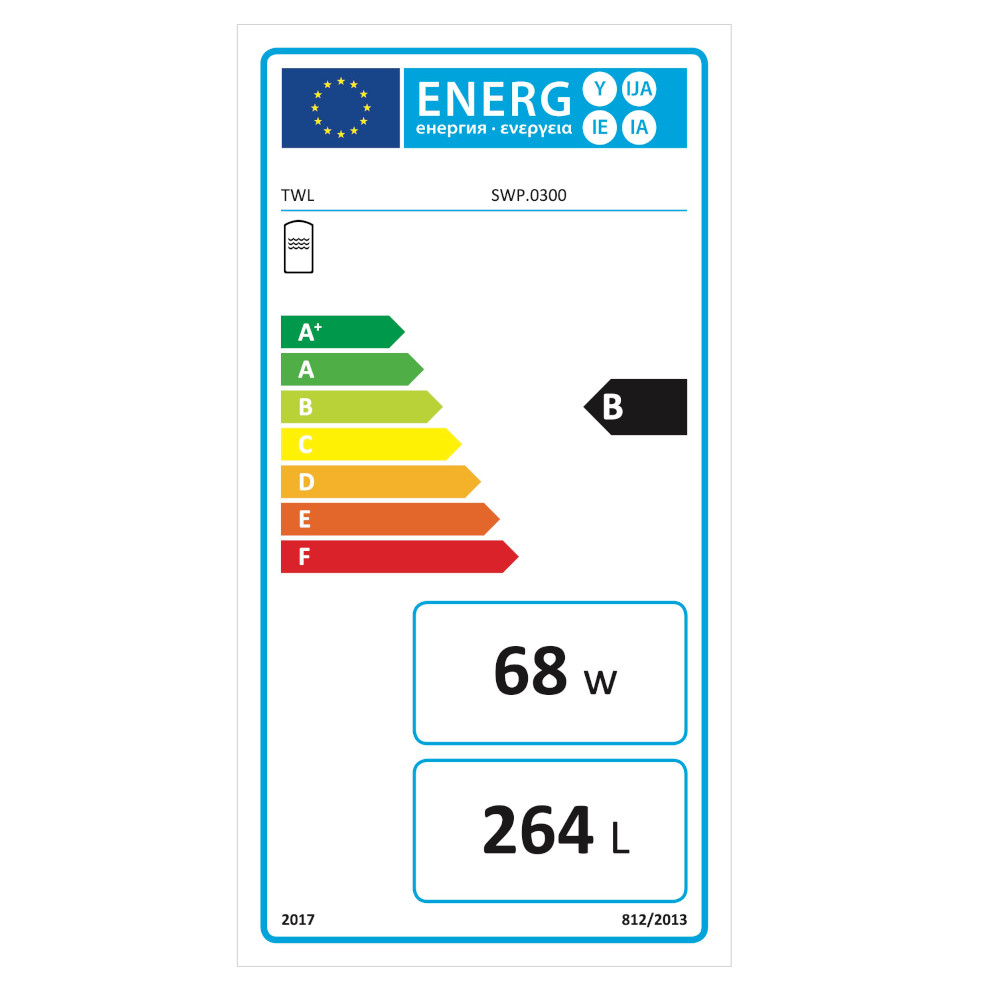 SWP-0300-B Emaillierter Hochleistungsspeicher 1x Wärmetauscher - Brauchwasserspeicher EEK-B