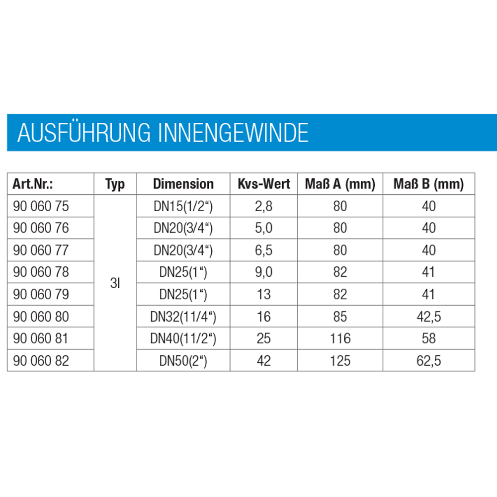 3-Wegemischer Typ 3l Easyflow IG DN15 bis DN50 3-Wege-Mischer