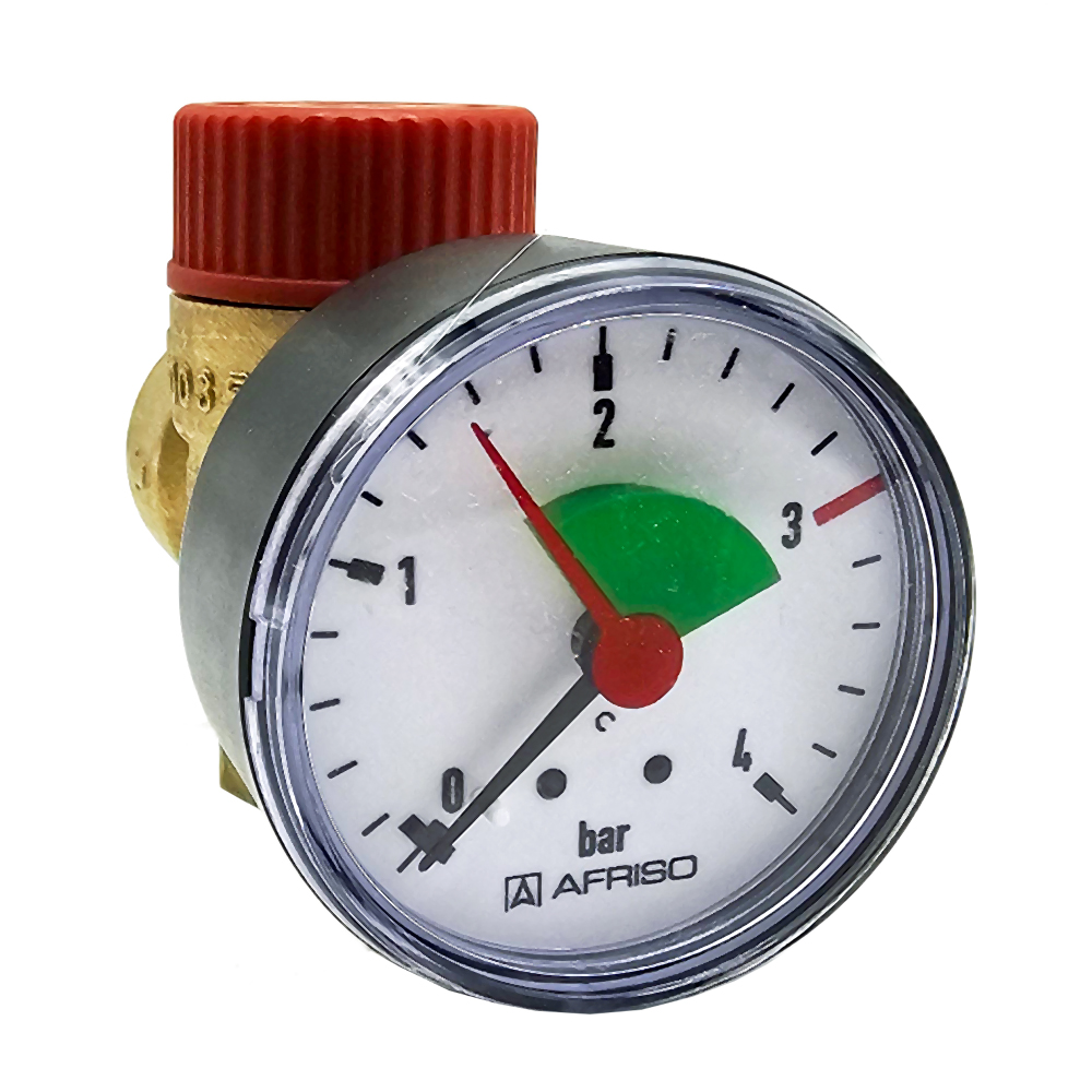 9001610-01 3,0 bar Membran-Sicherheitsventil Überdruckventil Heizung mit Manometer SVM
