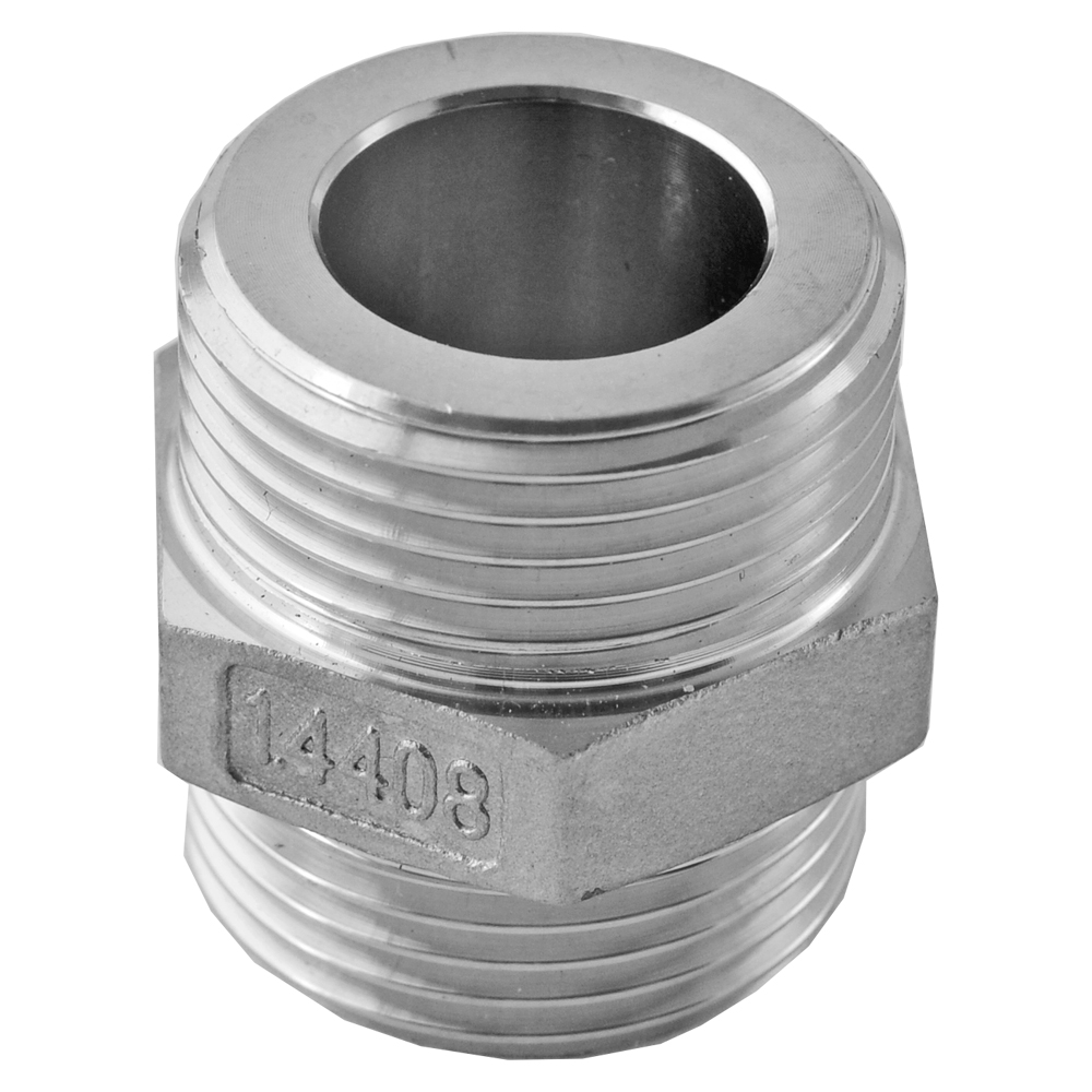 DOINOX-01 Edelstahl Doppelnippel 1/2" bis 1 1/4" beidseitig flachdichtend Fitting