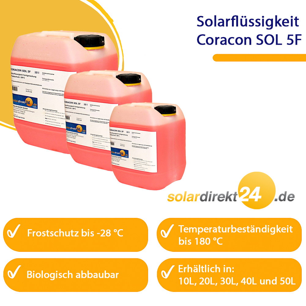 Solarflüssigkeit Coracon Sol 5F -28°C Solarliquid Frostschutz Solaranlage Solarflüssigkeit Coracon Sol 5F -28°C Solarliquid Frostschutz Solaranlage