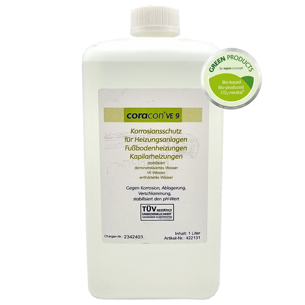 1 Liter Coracon VE 9 Heizungsschutzkonzentrat für Heizungsanlagen Neuanlagen Ökologisch CO2-neutral