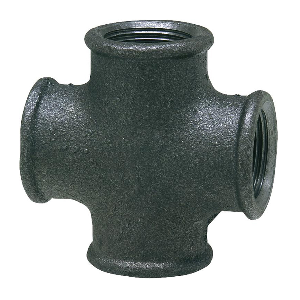 9308813-01 Temperguss Kreuzstück IG 3/8" bis 1" Fitting schwarz 90° Typ 180