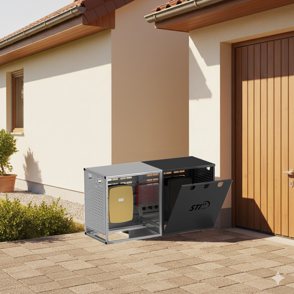 Erweiterung für STI Wechselrichterunterstand Größe L aus Aluminium – Profi-Wetterschutz für PV-Wechselrichter & Batteriespeicher