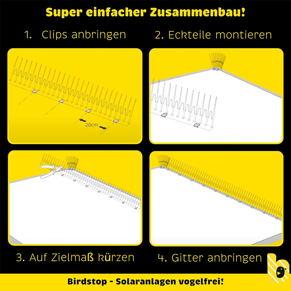 Birdstop Kunstoffclip - Zubehör Vogelschutz für Solaranlagen – Marderschutz für PV-Module & Dach