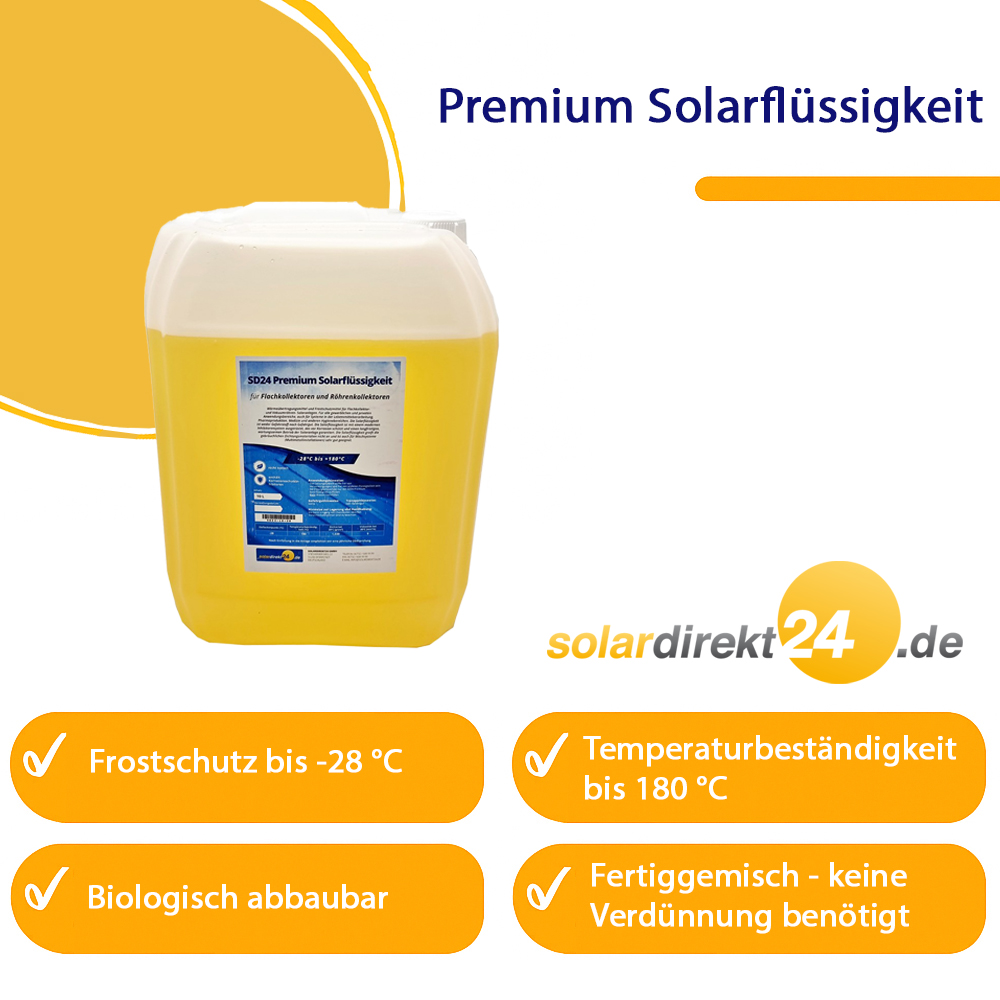 Solarflüssigkeit für Flach- Röhrenkollektoren Fertiggemisch -28°C - 10 Liter Solarflüssigkeit für Flach- Röhrenkollektoren Fertiggemisch -28°C - 10 Liter