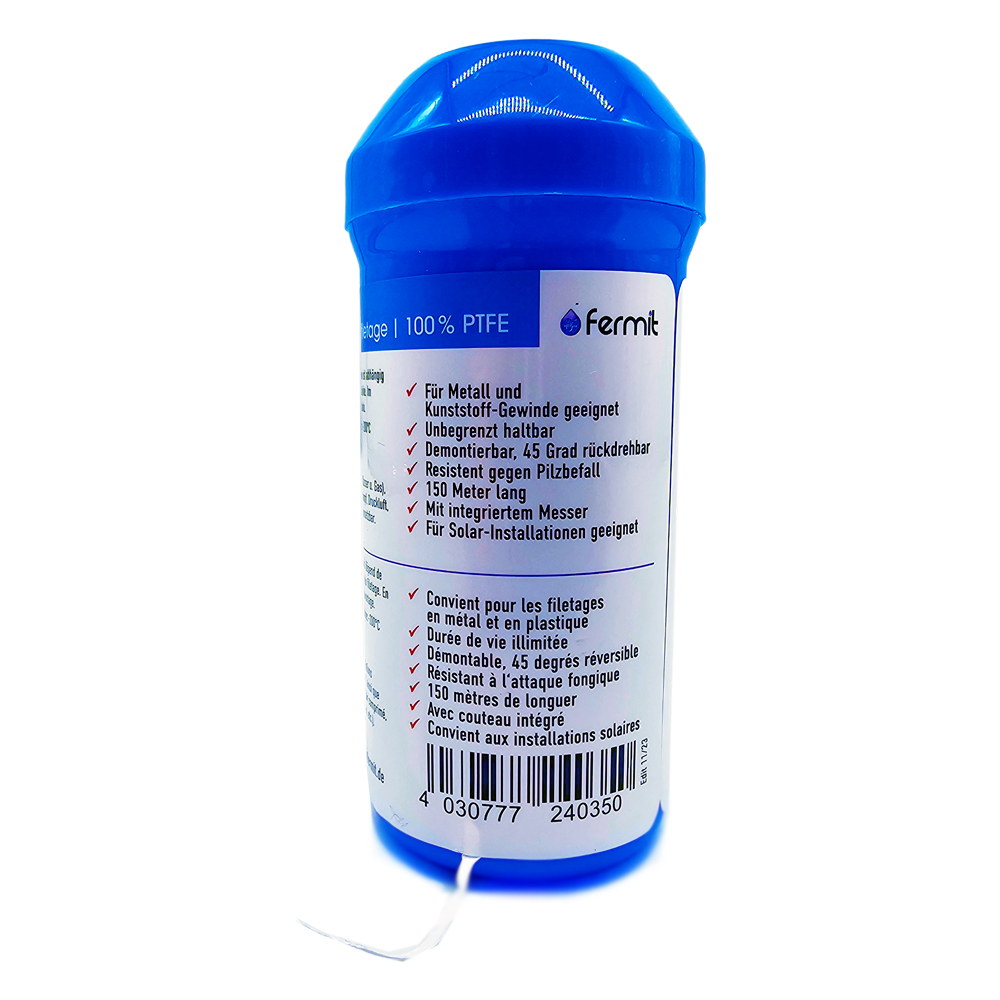 Teflon Gewindedichtfaden – 150 m PTFE Spule - Dichtfaden für Gas, Wasser, Heizung & Chemie - DVGW Teflon Gewindedichtfaden – 150 m PTFE Spule - Dichtfaden für Gas, Wasser, Heizung & Chemie - DVGW