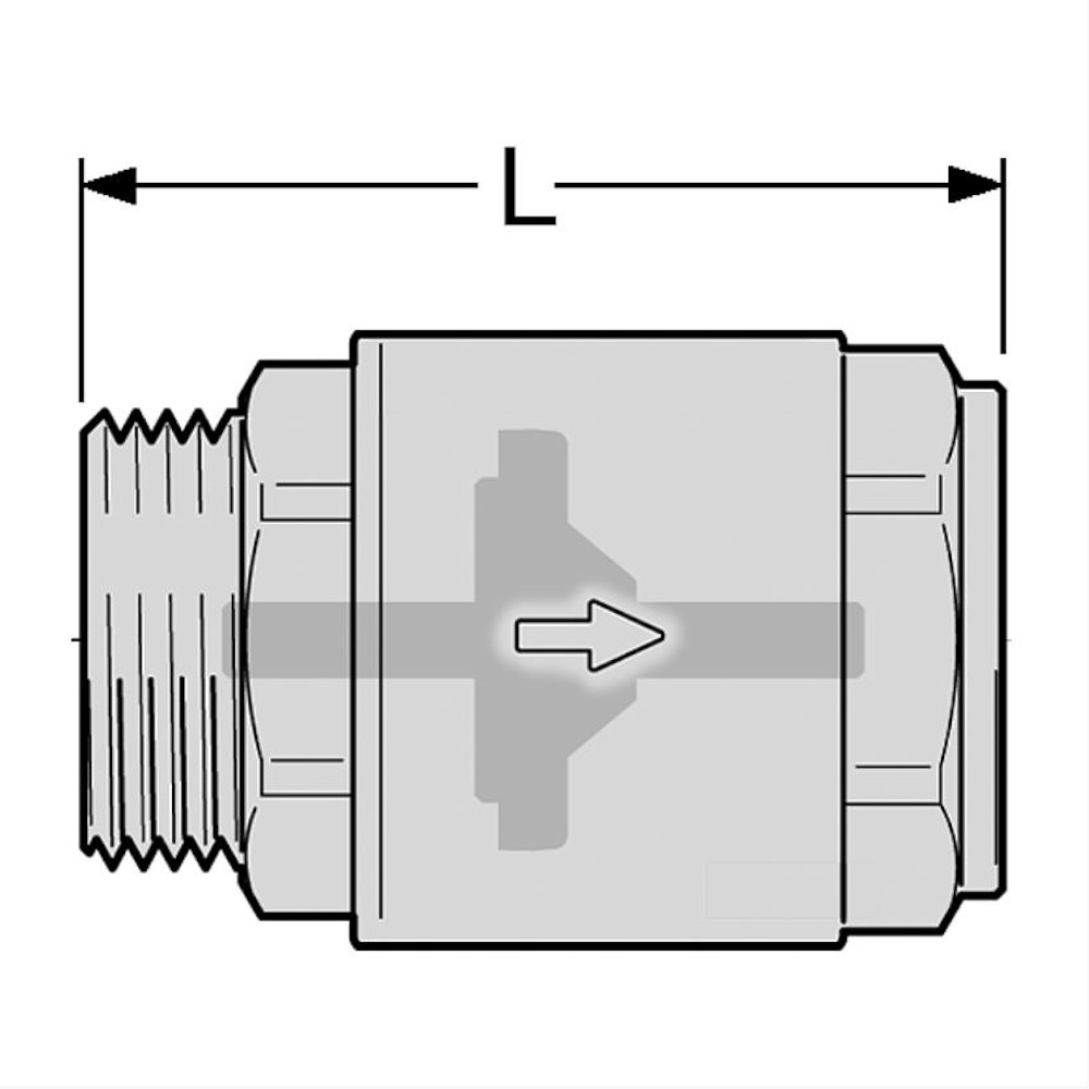 9051152-02 Rückschlagventil AG zu IG 3/8" bis 1 1/4" Schwerkraftbremse bis 110 °C