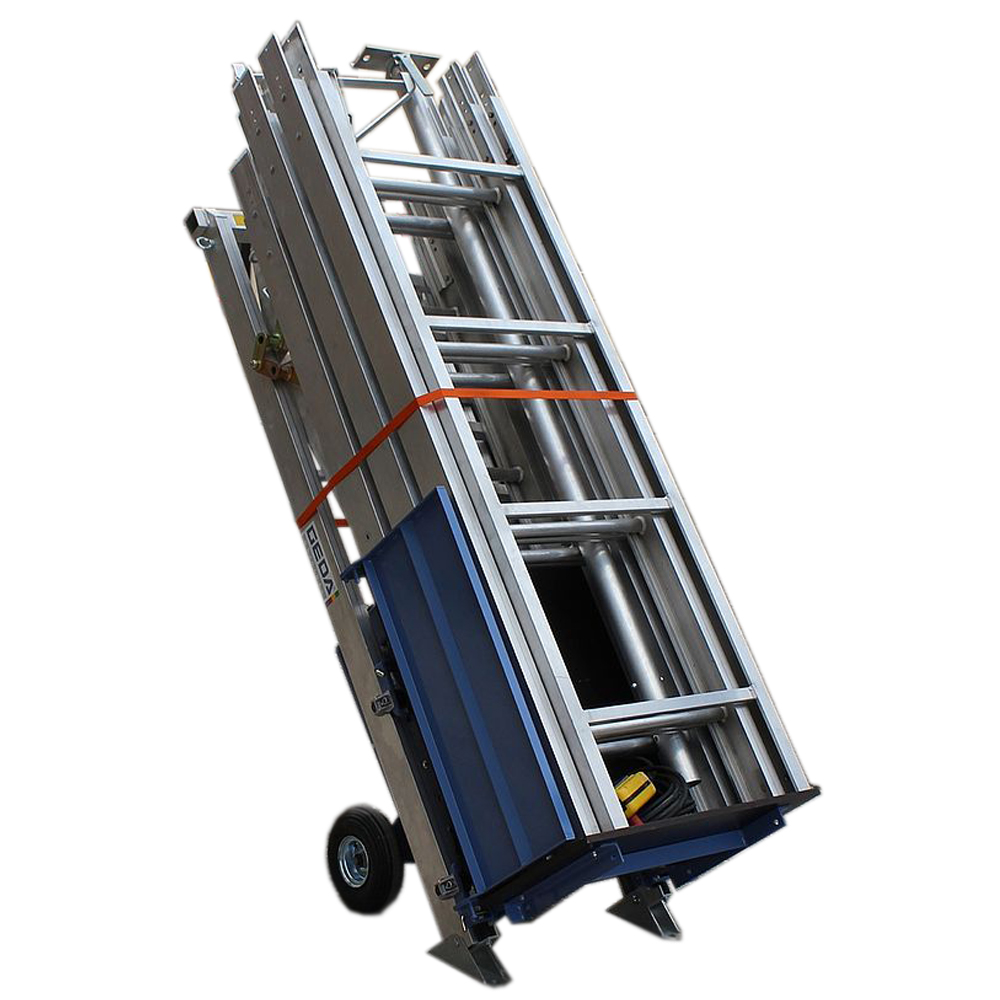 GEDA Lift 200 Schrägaufzug mieten – Materiallift bis 16 m Transporthöhe, 200 kg Tragkraft – ideal für Dacharbeiten, Solarmontage & Renovierung (nur Abholung)