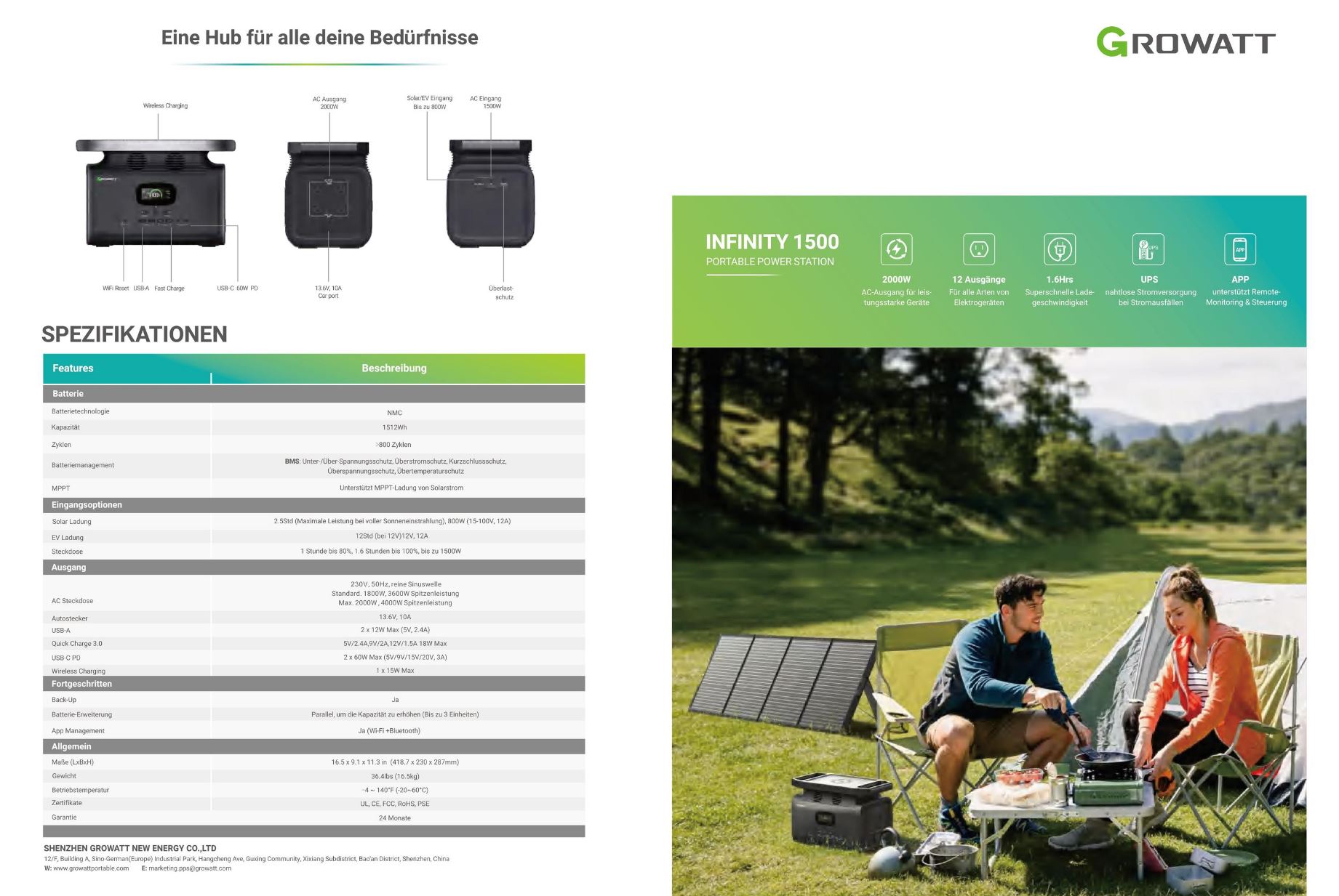 Growatt INFINITY 1500 Tragbare Powerstation 1512Wh 2000W Growatt INFINITY 1500 Tragbare Powerstation 1512Wh 2000W