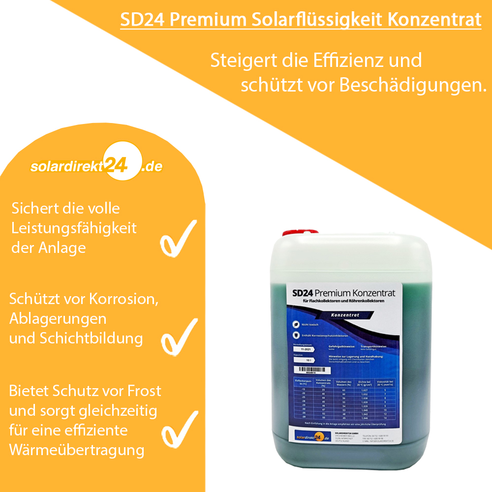 SD24 Premium Konzentrat Solarflüssigkeit Wärmeträgemedium Frostschutz -39°C SD24 Premium Konzentrat Solarflüssigkeit Wärmeträgemedium Frostschutz -39°C