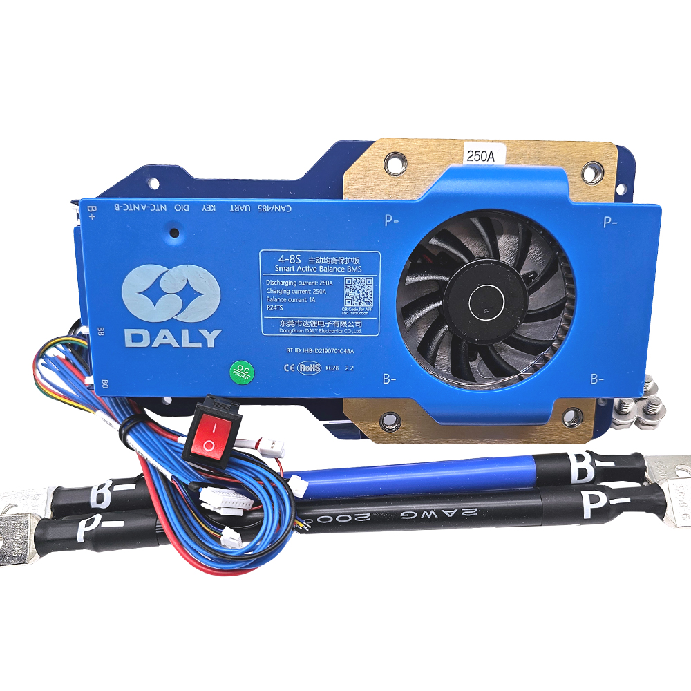 DALY Smart Active Balance BMS 250A 12V–24V 4S–8S – Integriertes Bluetooth, RS485/CAN - 0% MwSt.