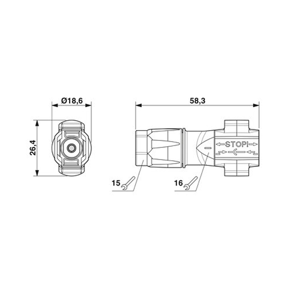 Steckverbinder-02 SUNCLIX Steckverbinder PV-CF-S 2,5-6mm² - Technische Zeichnung
