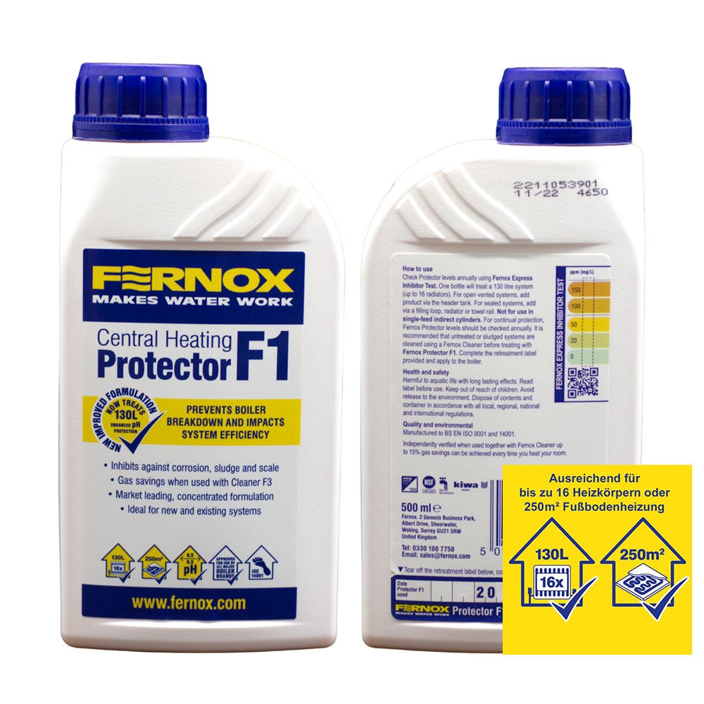 Fernox Protector F1 Konzentrat 500 ml Langzeit-Korrosionsschutz für Zentralheizungen Fernox Protector F1 Konzentrat 500 ml Langzeit-Korrosionsschutz für Zentralheizungen