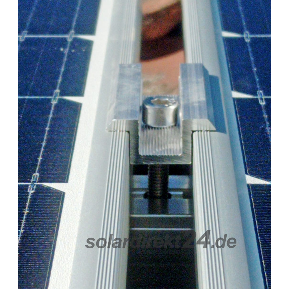 2er-Set Mittelklemme für 30-50 mm Module silber inkl. 40mm Schrauben Photovoltaik PV Solar - 0% MwSt