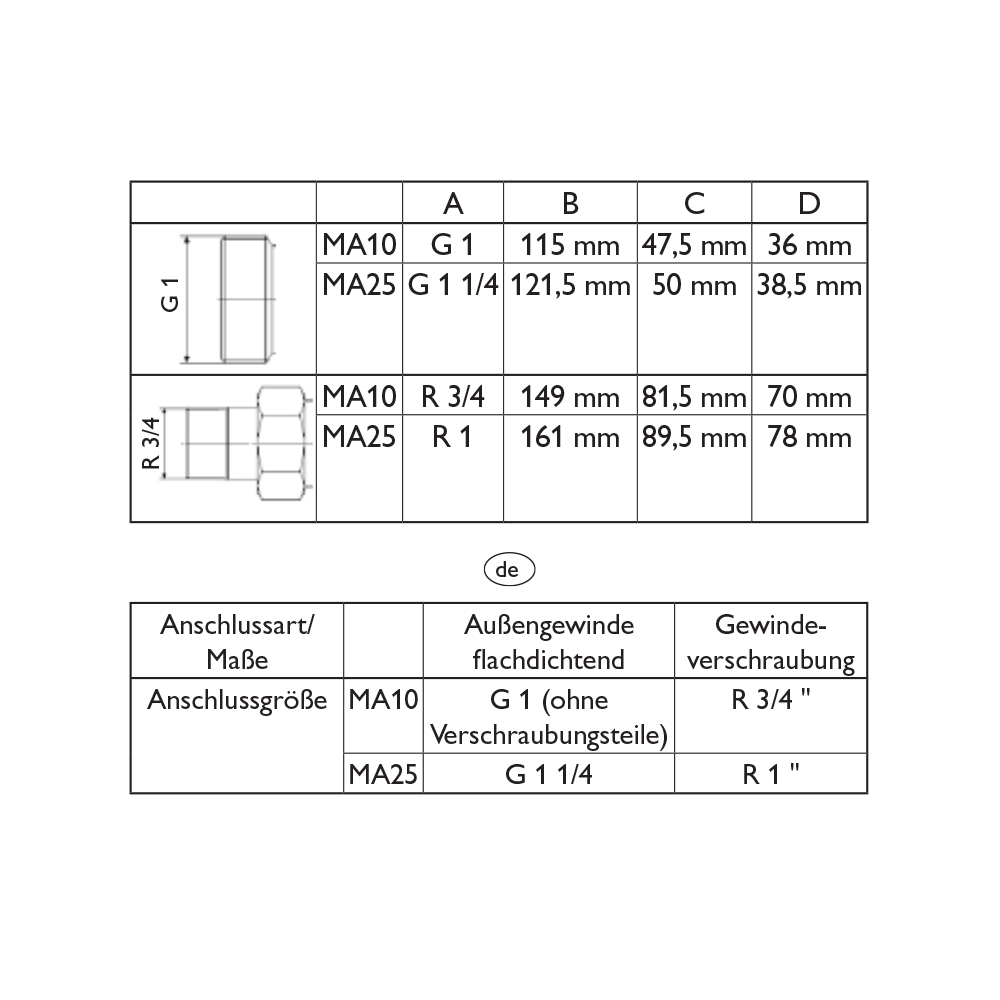 Resol Brauchwassermischer MA10 1" AG Thermostatisches Mischventil