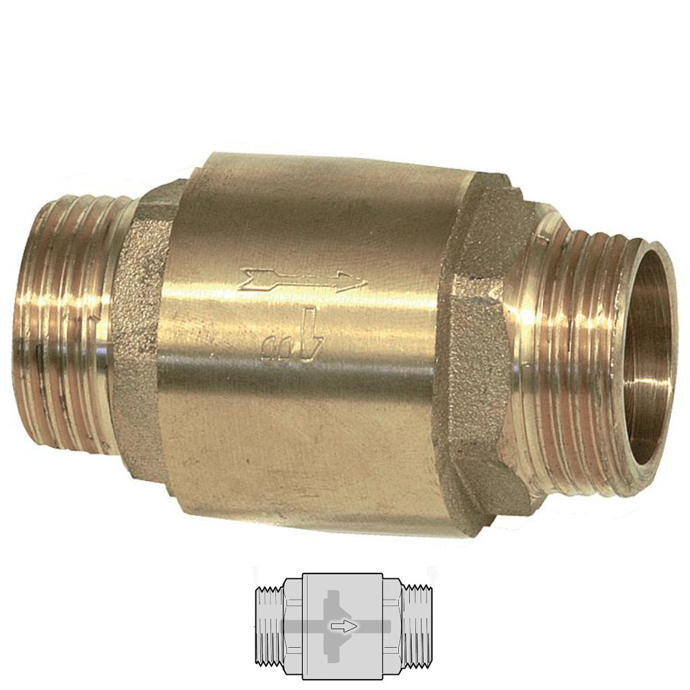 9051157-03 Rückschlagventil 3/8" bis 1 1/4" AG beidseitig Schwerkraftbremse bis 110 °C