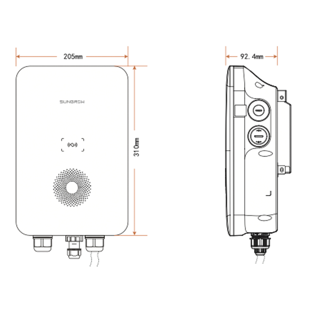 Sungrow AC011E-01 Wallbox Ladestation Elektroauto Skizze