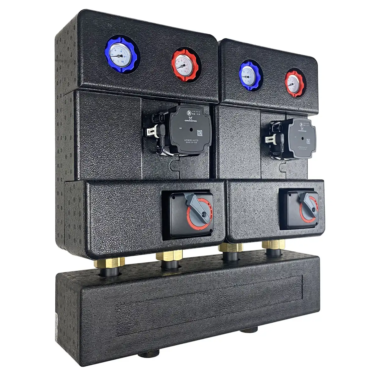 Heizkreisverteiler Verteilerbalken für zwei Heizkreissets DN 25 125 mm Heizkreisverteiler Verteilerbalken für zwei Heizkreissets DN 25 125 mm