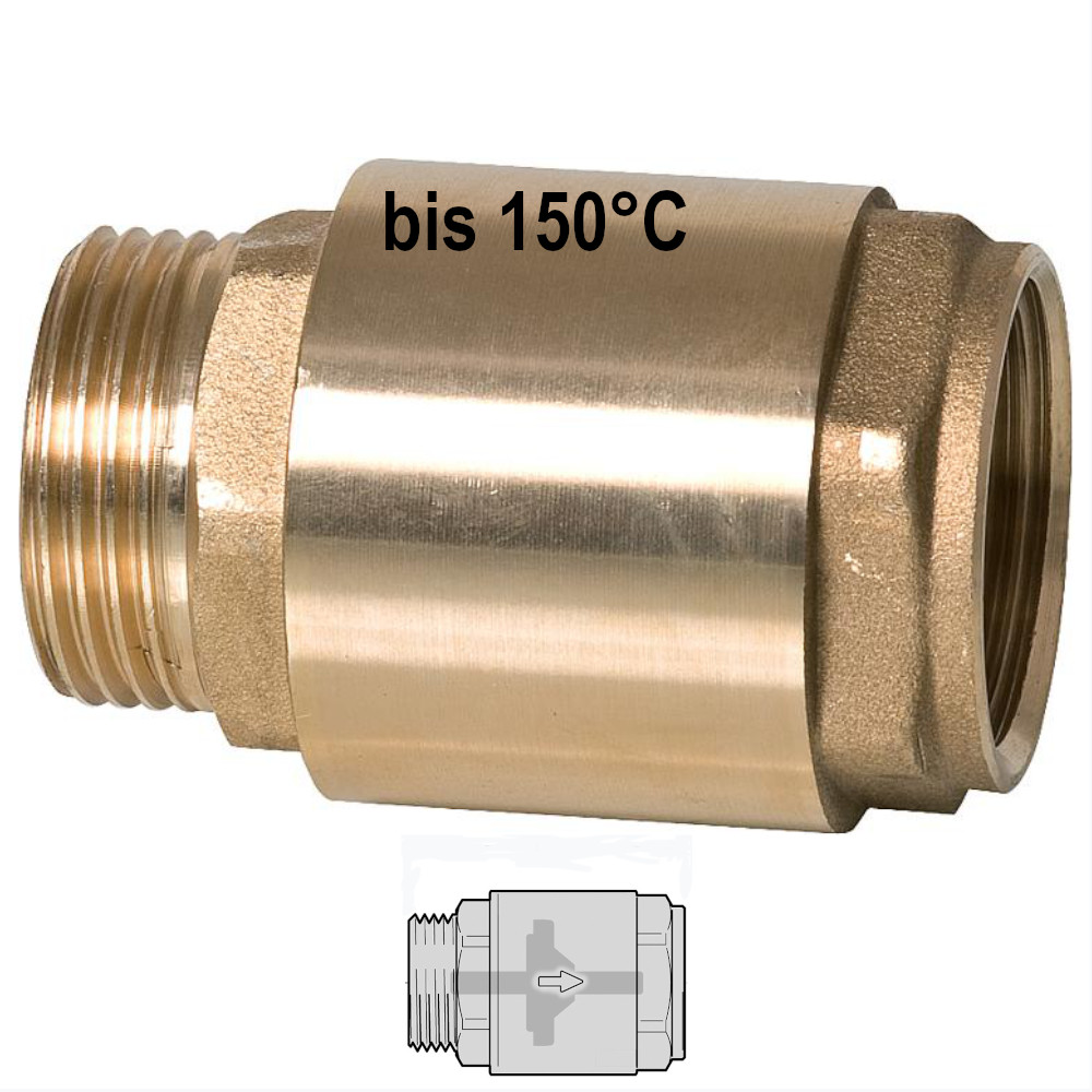 9060449-01 Rückschlagventil AG zu IG 3/8" bis 1 1/4" Schwerkraftbremse bis 150 °C Solar geeignet